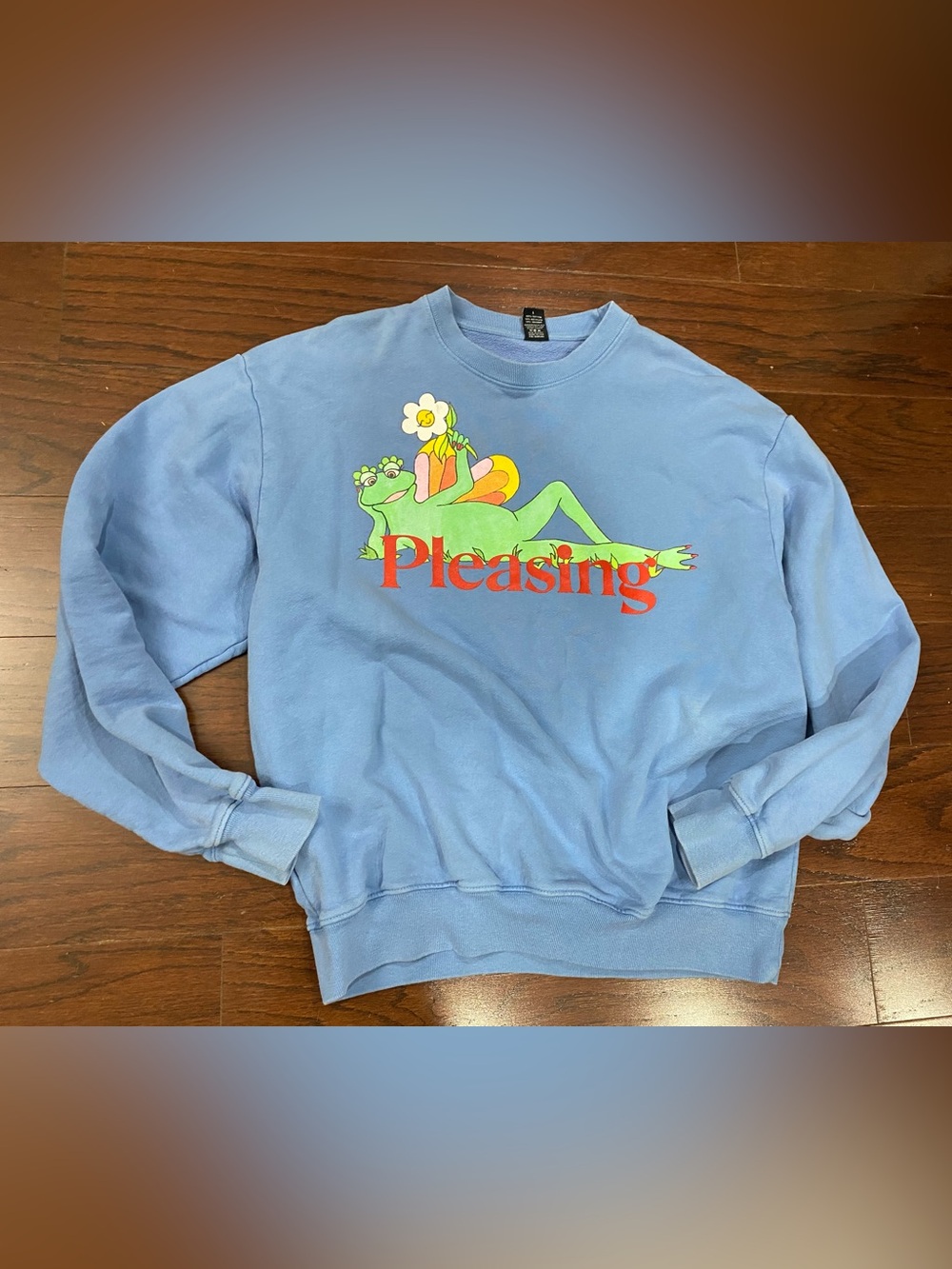Harry Styles PLEASING Men’s L Blue Frog Logo Indie Music L Concert